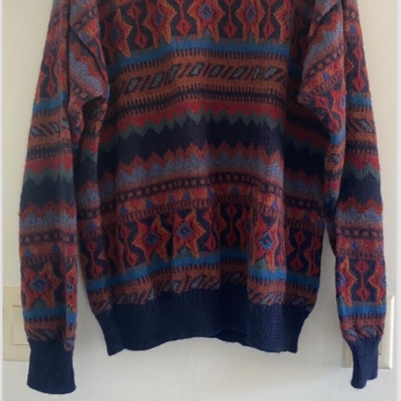 VINTAGE THE PERUVIAN CONNECTION HANDMADE 100% ALPACA COLORFUL COSBY SWEATER MED - Picture 2 of 7